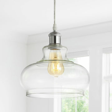 Hampton 9.38" Adjustable Iron/Glass Pharmacy LED Pendant - JONATHAN Y